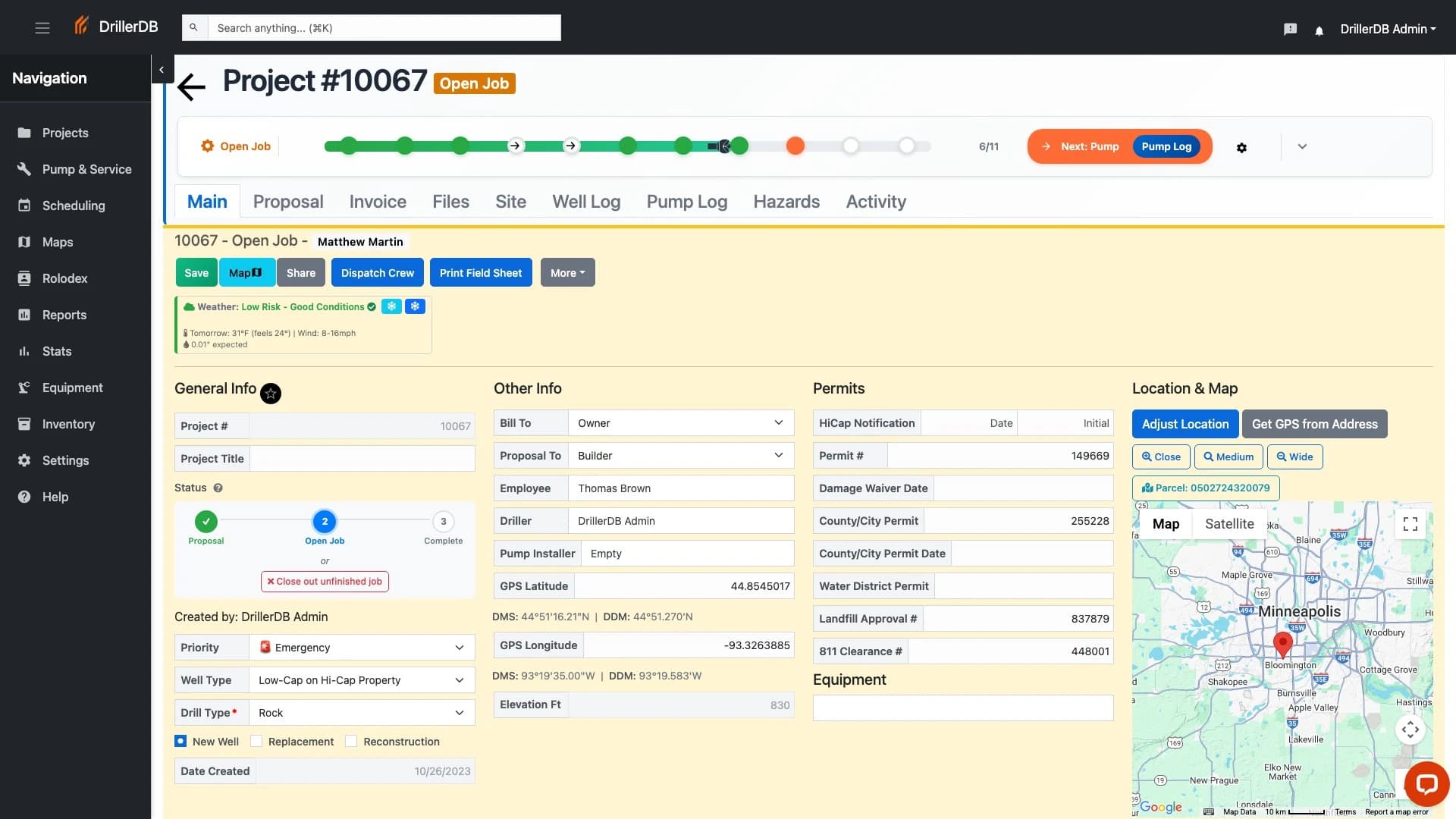 DrillerDB Desktop Dashboard — Project Management